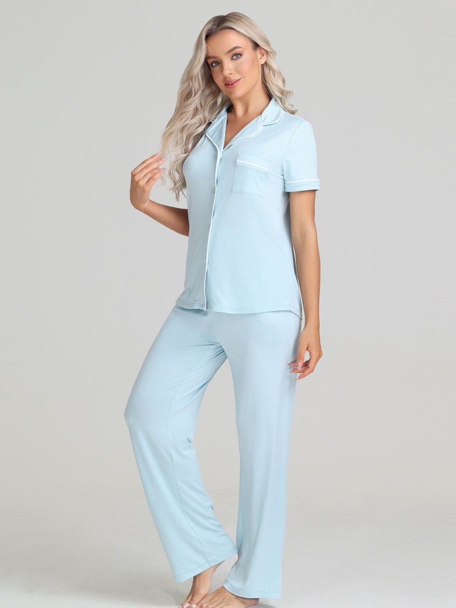 Women 89th + Madison | Jersey Pajamas Set Sea Green