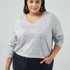 Women 89th + Madison | V-Neck With Lace Knit Top