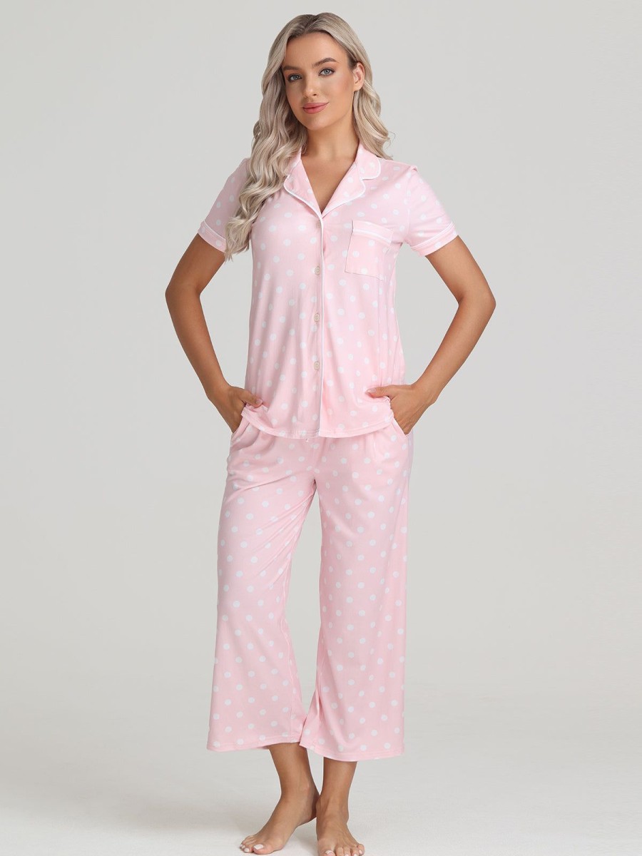 Women 89th + Madison | Polka Dot Pajamas Set Icy Pink Combo