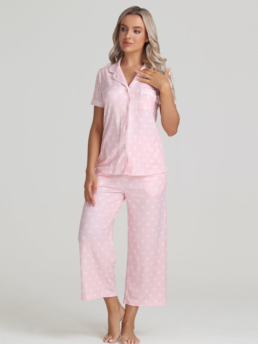 Women 89th + Madison | Polka Dot Pajamas Set Icy Pink Combo