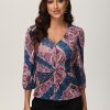 Women 89th + Madison | Floral Puff Sleeve Top Red/Navy Paisley