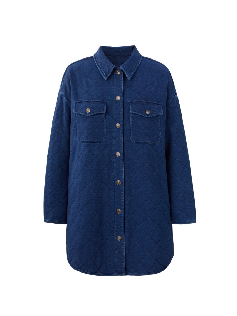 Women FRYE | Quilted Knit Shacket Indigo