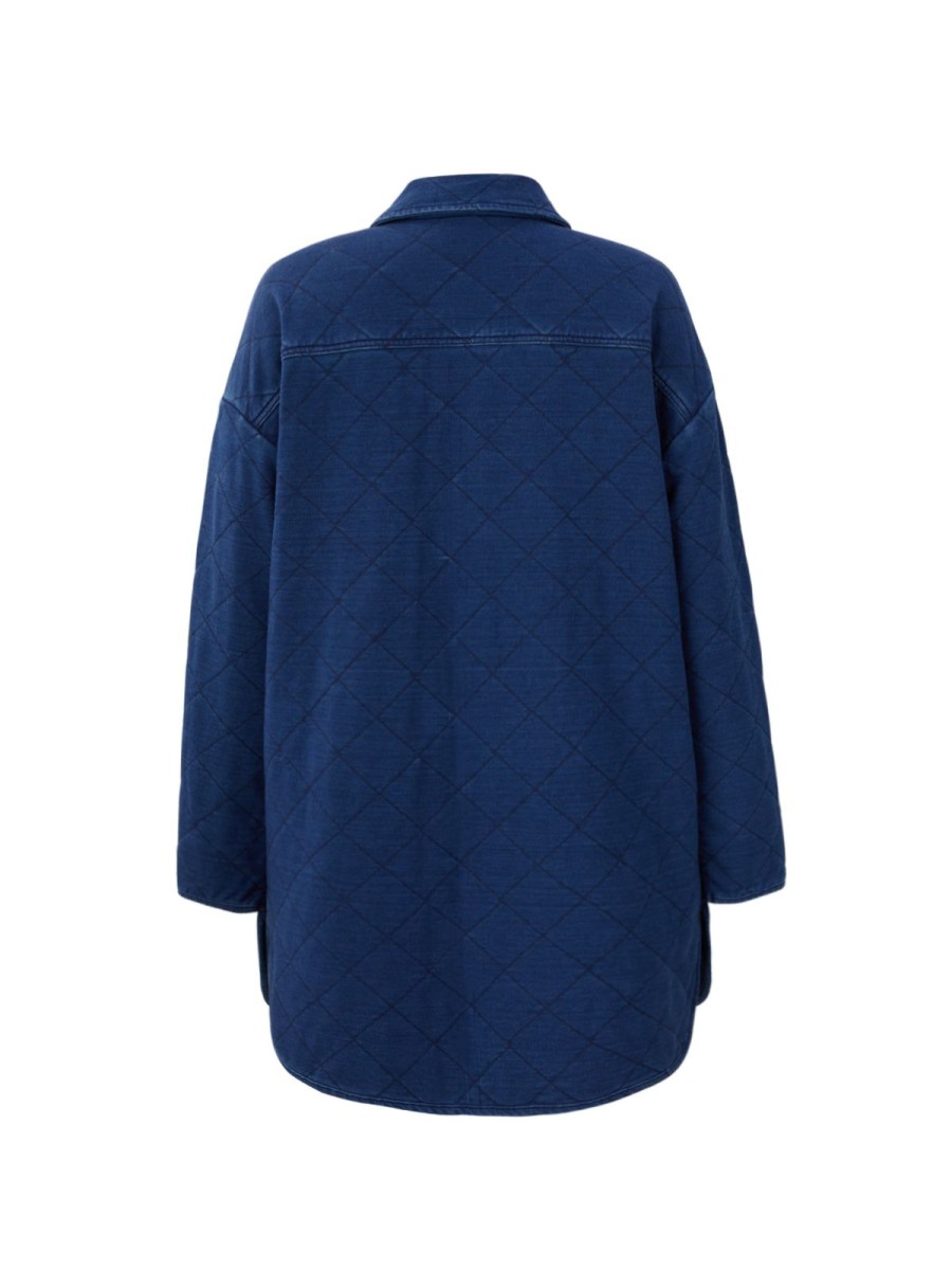 Women FRYE | Quilted Knit Shacket Indigo