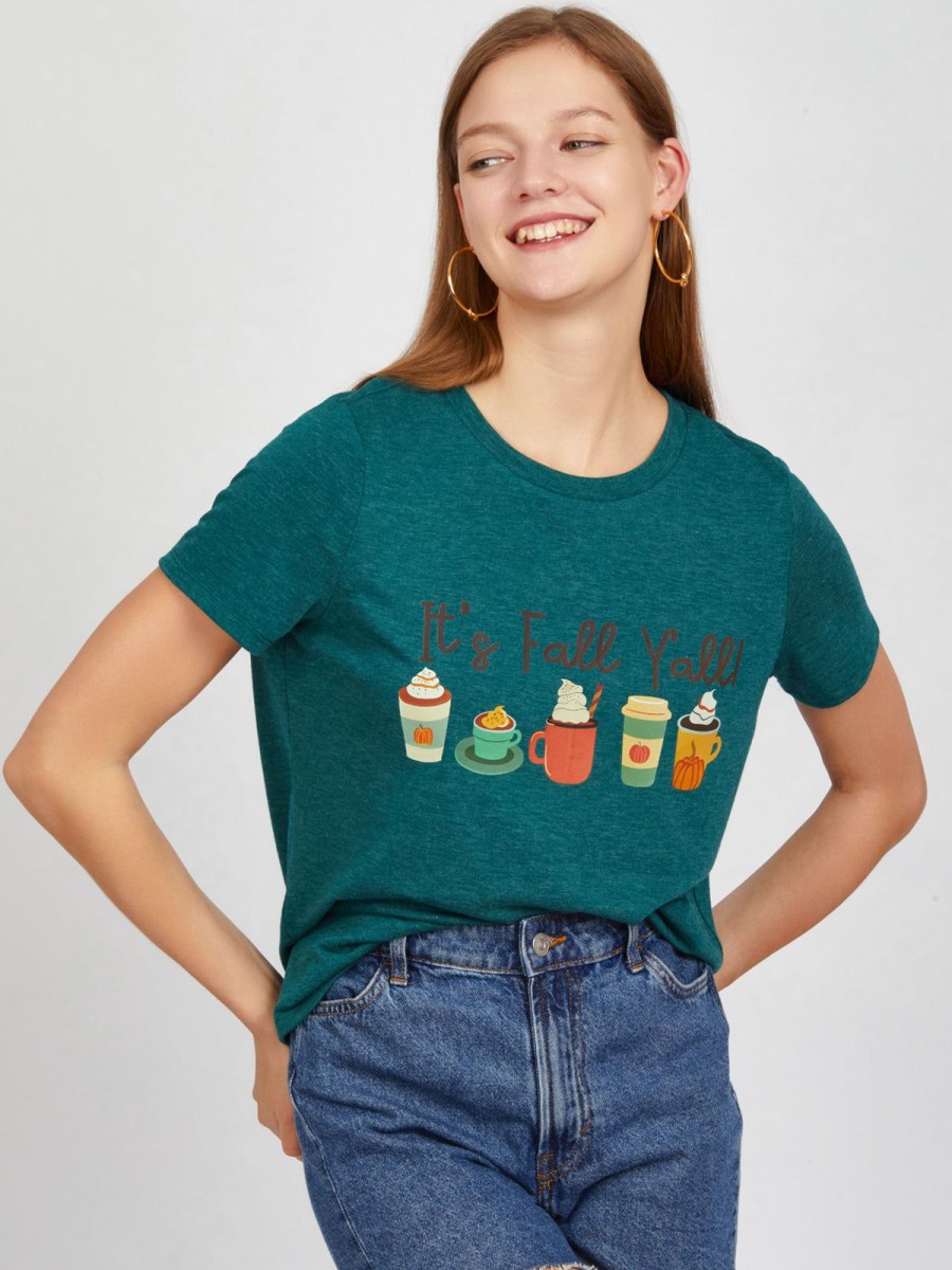 Women 89th + Madison | It'S Fall Yall Graphic Tee Green