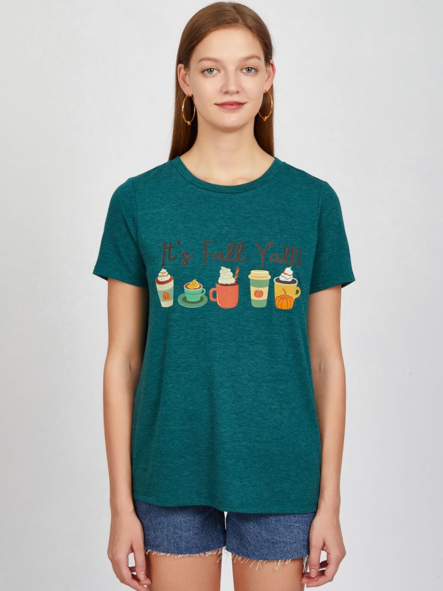 Women 89th + Madison | It'S Fall Yall Graphic Tee Green