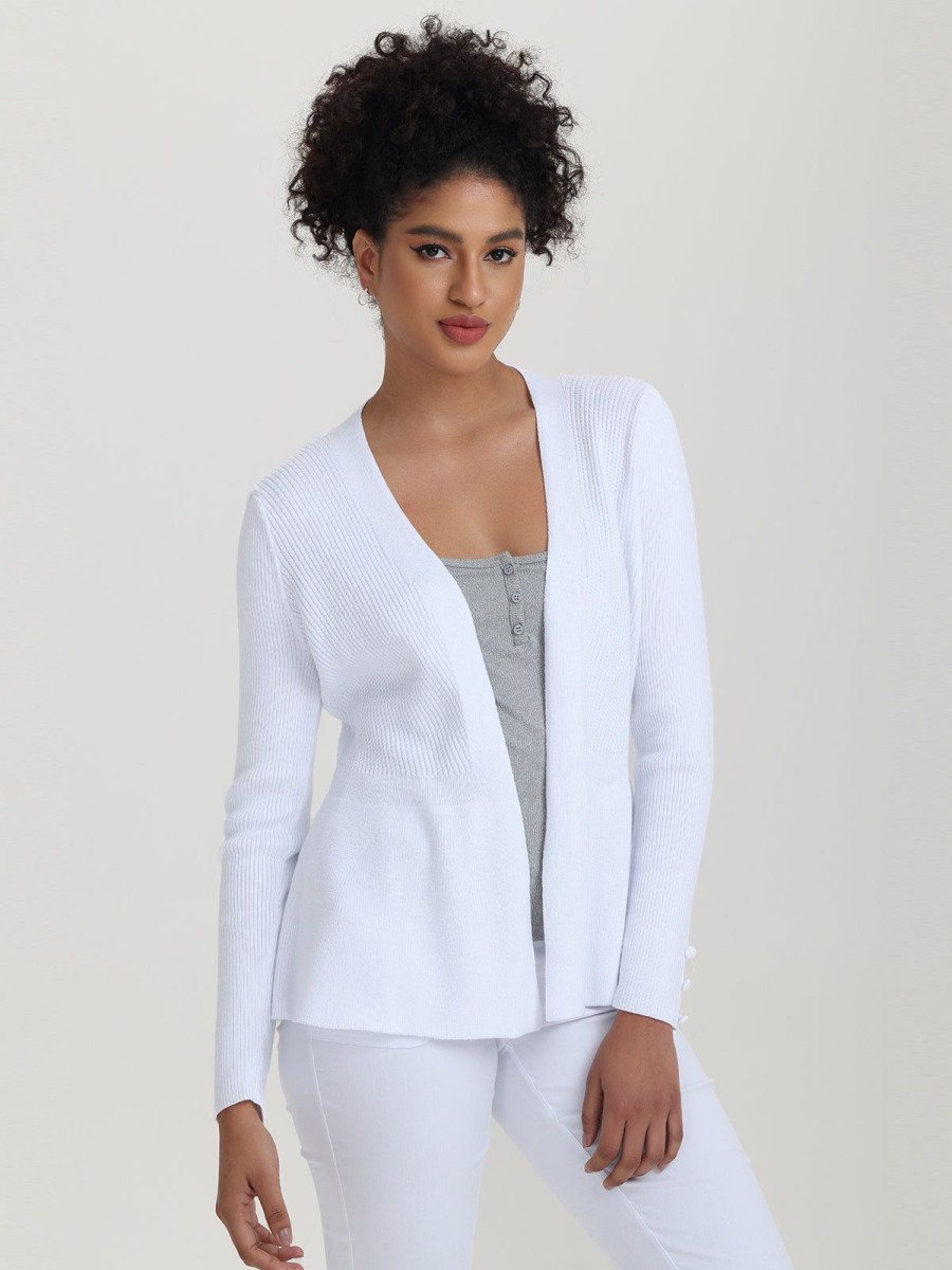 Women 89th + Madison | Rib Peplum Open Cardigan