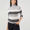 Women Adyson Parker | Striped Lurex Turtleneck Pullover Black Combo