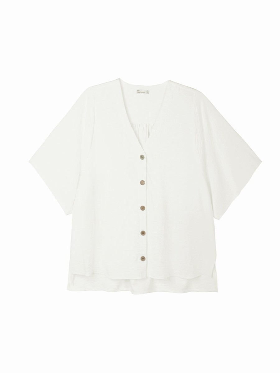 Women 89th + Madison | Button Front Dolman V-Neck Blouse