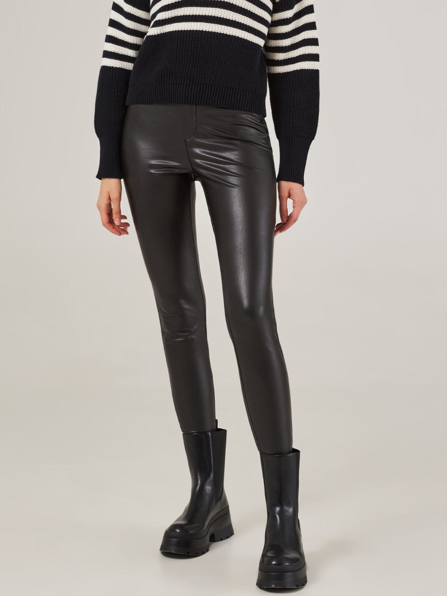 Women Adyson Parker | Mid Rise Pu Legging Black Soot