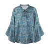 Women Frye | Lace Up Flounce Sleeve Blouse Iconic Indigo Combo