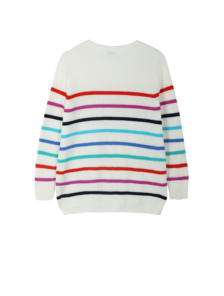 Women 525 America | The Emma: Stripe Crewneck Shaker Stitch Sweater