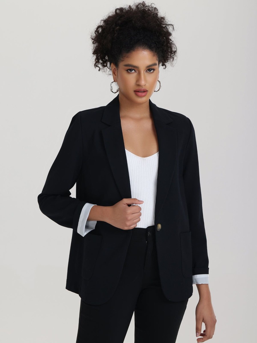 Women 89th + Madison | One Button Blazer Black Beauty