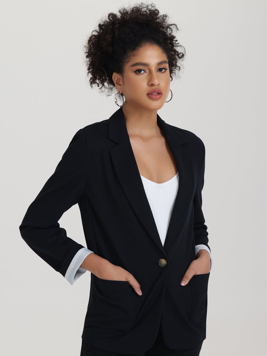 Women 89th + Madison | One Button Blazer Black Beauty