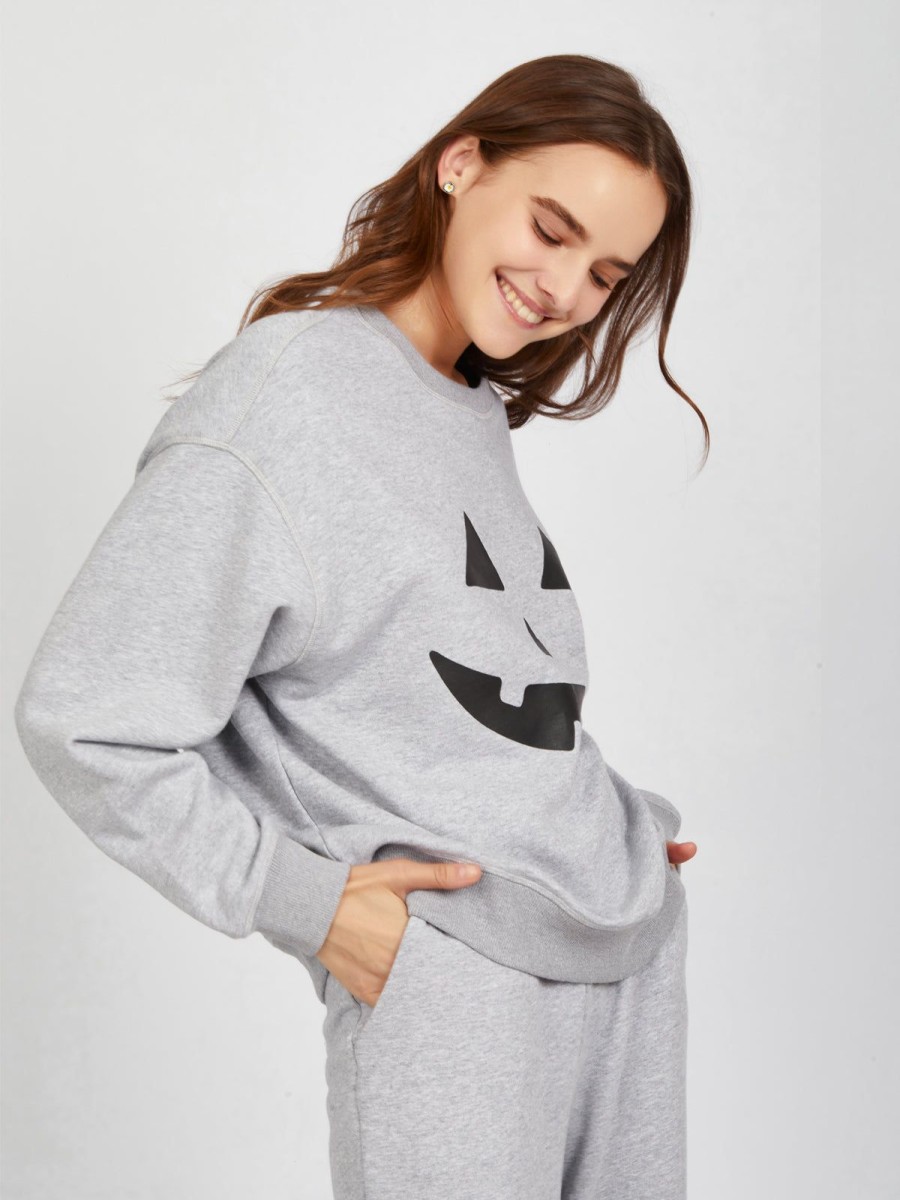 Women 89th + Madison | Jack O Lantern Graphic Sweatshirt Heather Grey