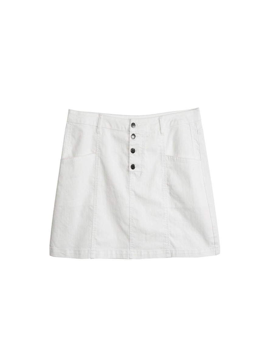 Women Daily Thread | Denim Button Fly Mini Skirt White