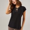 Women 89th + Madison | Lattice Neck Puff Sleeve Top