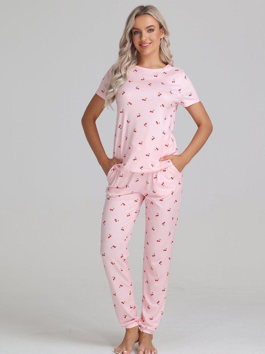 Women 89th + Madison | Cherry Print Pajamas Set Icy Pink Combo