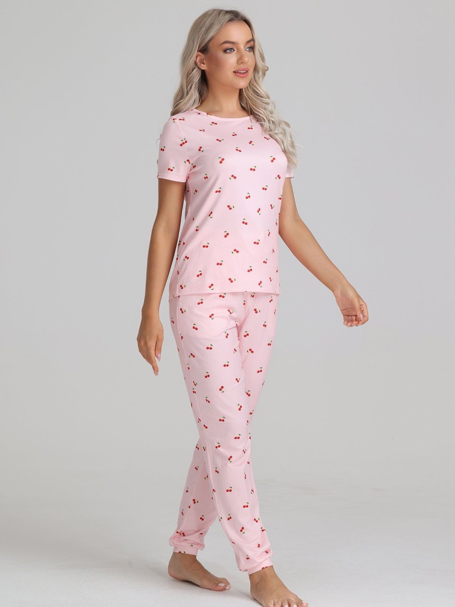 Women 89th + Madison | Cherry Print Pajamas Set Icy Pink Combo