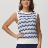 Women 89th + Madison | Chevron Pointelle Vest Blue/White Combo