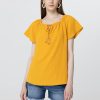 Women 89th + Madison | Tassel Tie Neck Short Sleeve Top