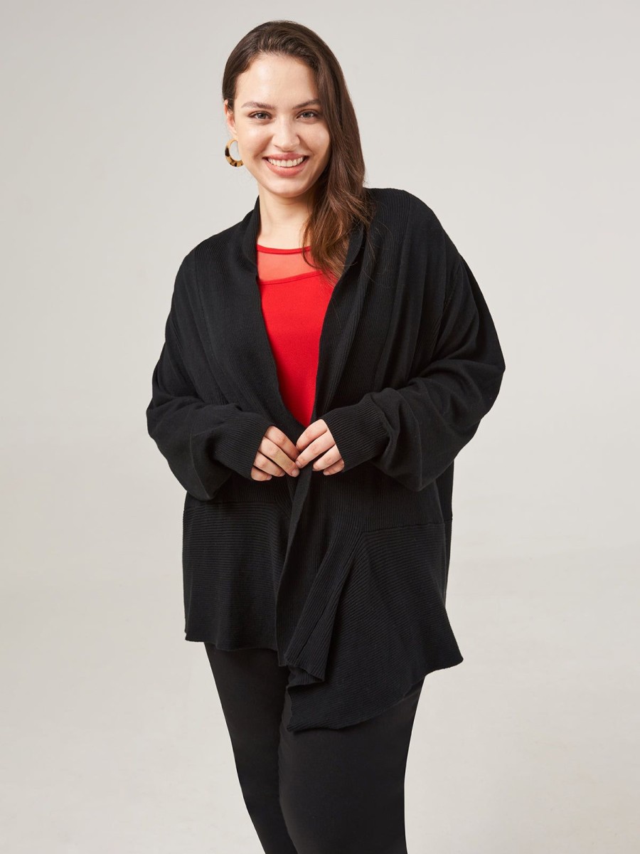 Women 89th + Madison | Directional Rib Drape Open Cardigan