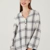 Women 89th + Madison | Plaid Puff Sleeve Blouse Black And White Check Combo