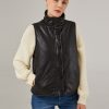 Women Adyson Parker | Faux Leather Quilted Puffer Vest Black