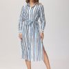 Women 89th + Madison | Stripe Belted Shirtdress Stroke Stripes Blue