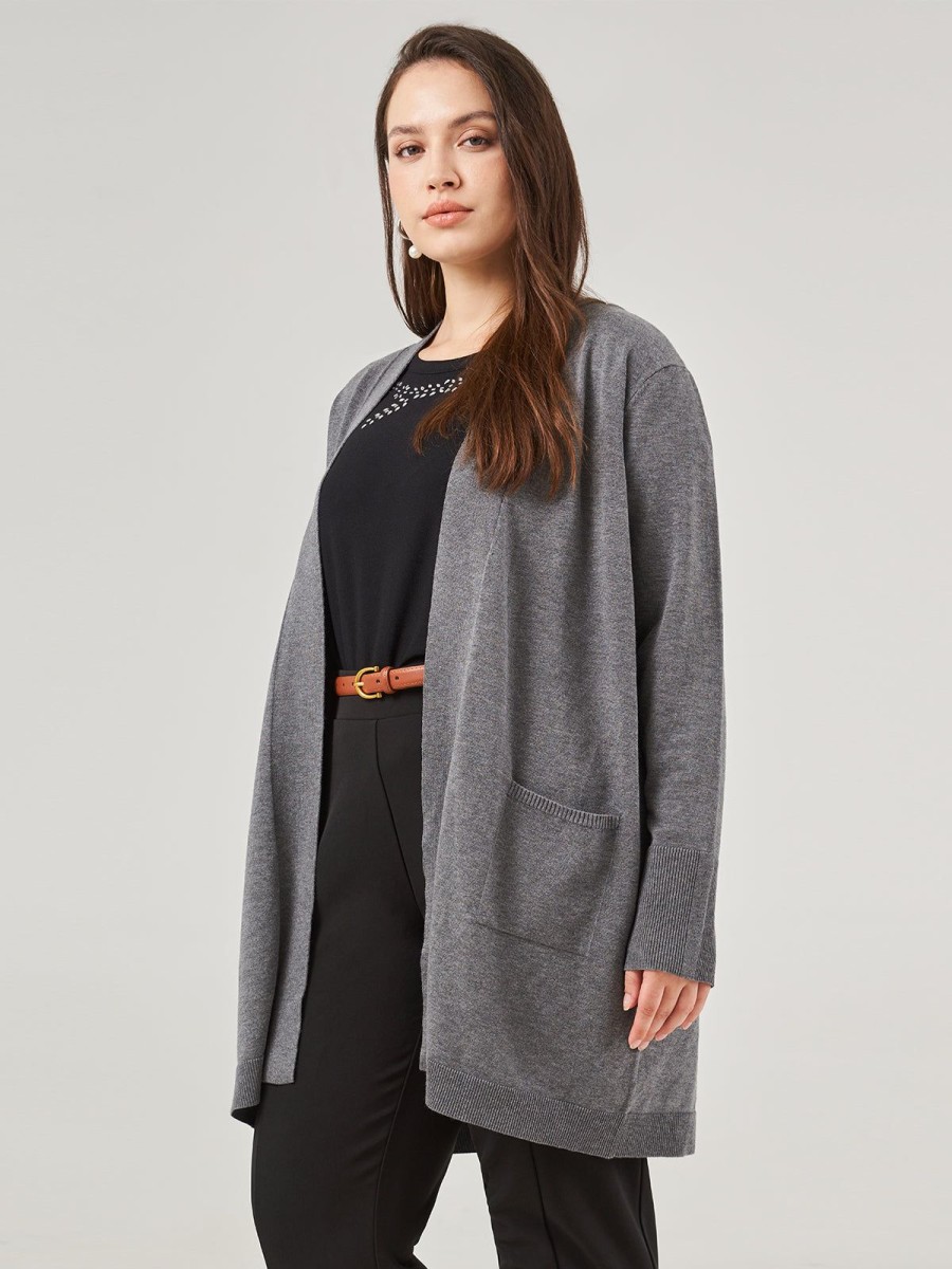 Women 89th + Madison | Wide Rib Trim Open Cardigan