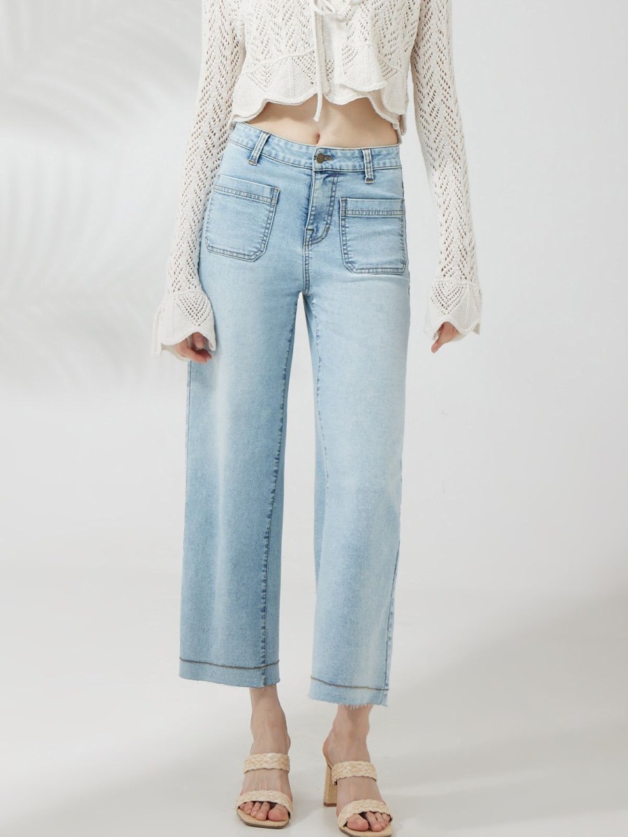 Women Frye | Cropped Wide Leg Jeans Denali Wash