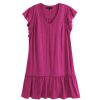 Women Frye | V-Neck Ruffle Sleeves Dress