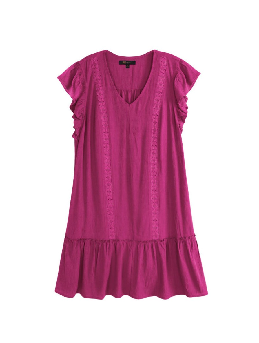 Women Frye | V-Neck Ruffle Sleeves Dress