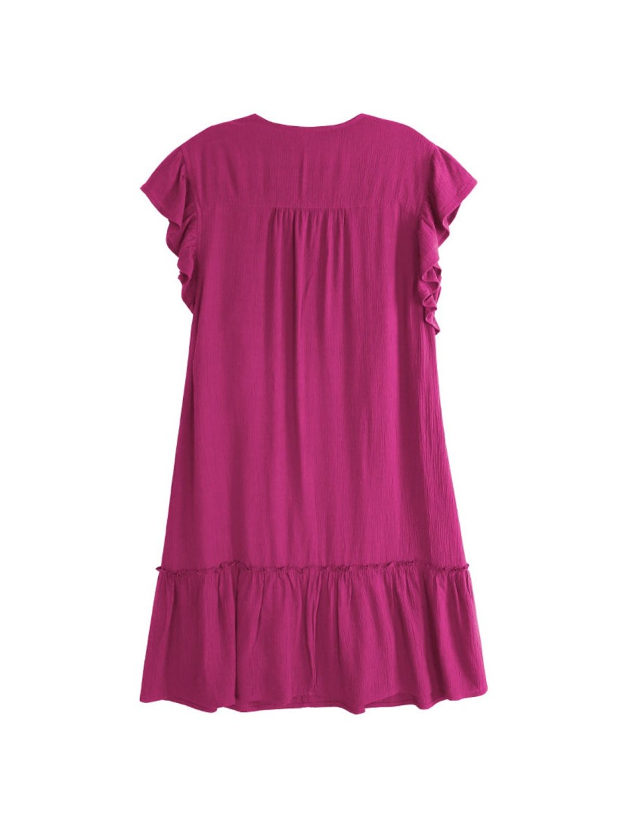 Women Frye | V-Neck Ruffle Sleeves Dress