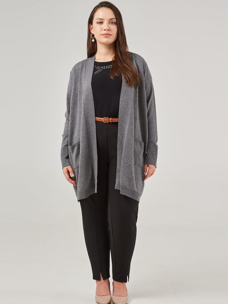 Women 89th + Madison | Wide Rib Trim Open Cardigan