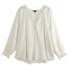 Women Frye | Split Neck Blouson Sleeve Blouse