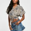 Women Frye | Crop Dolman Tie Front Top Paisley Patchwork-Neutral Combo