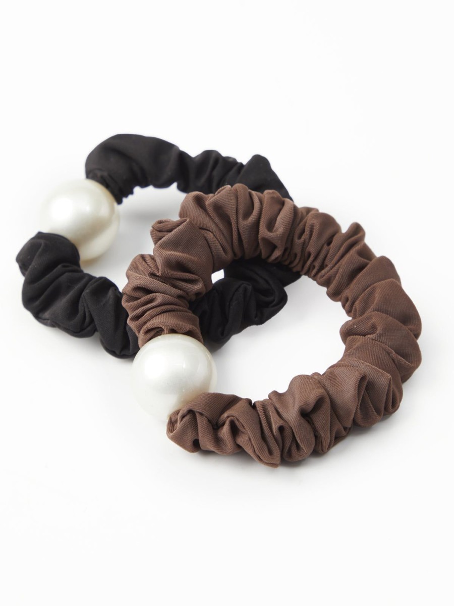 Accessories 89th + Madison | Beaded 2-Pack Scrunchies Black/Purple