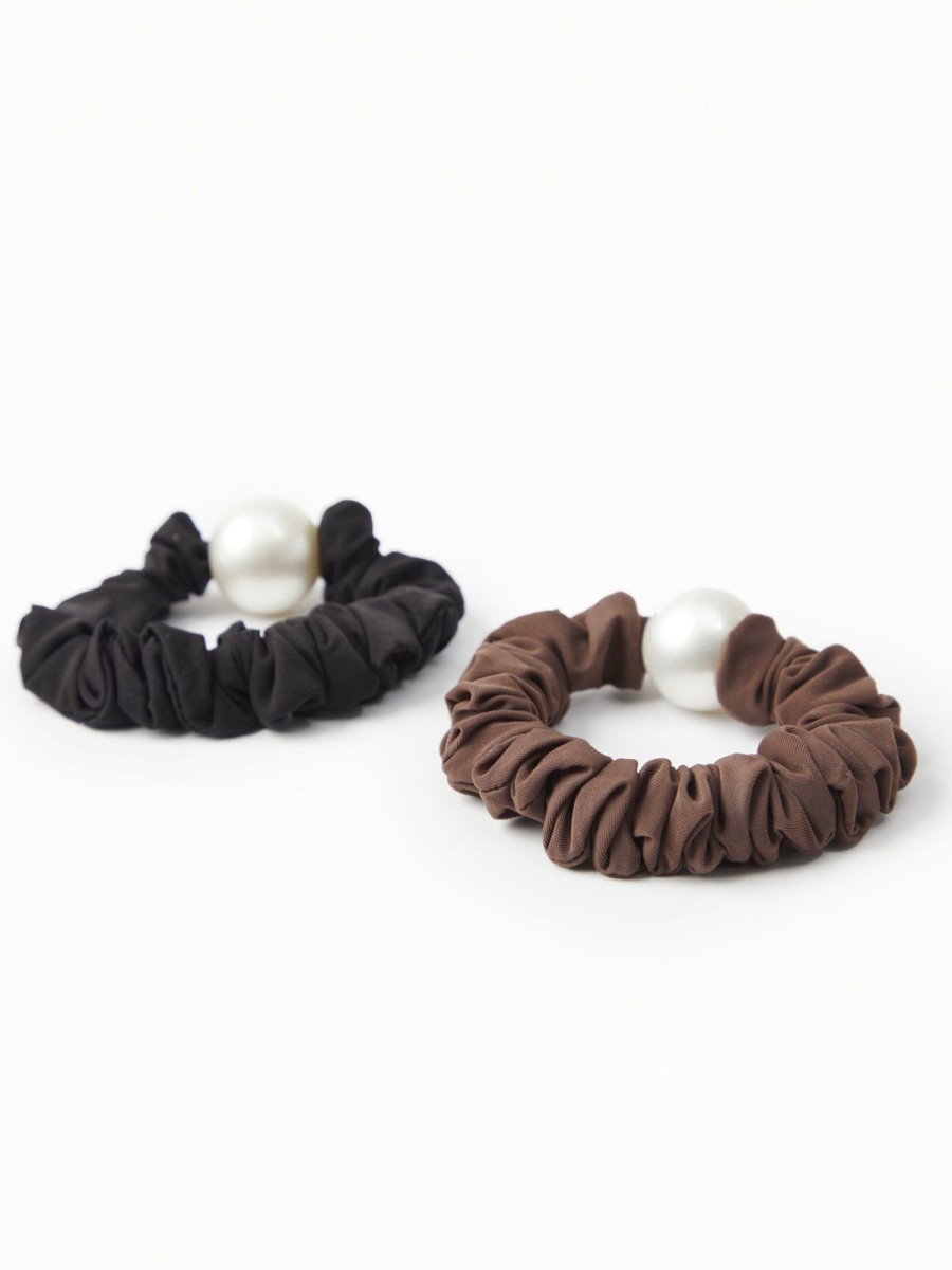 Accessories 89th + Madison | Beaded 2-Pack Scrunchies Black/Purple