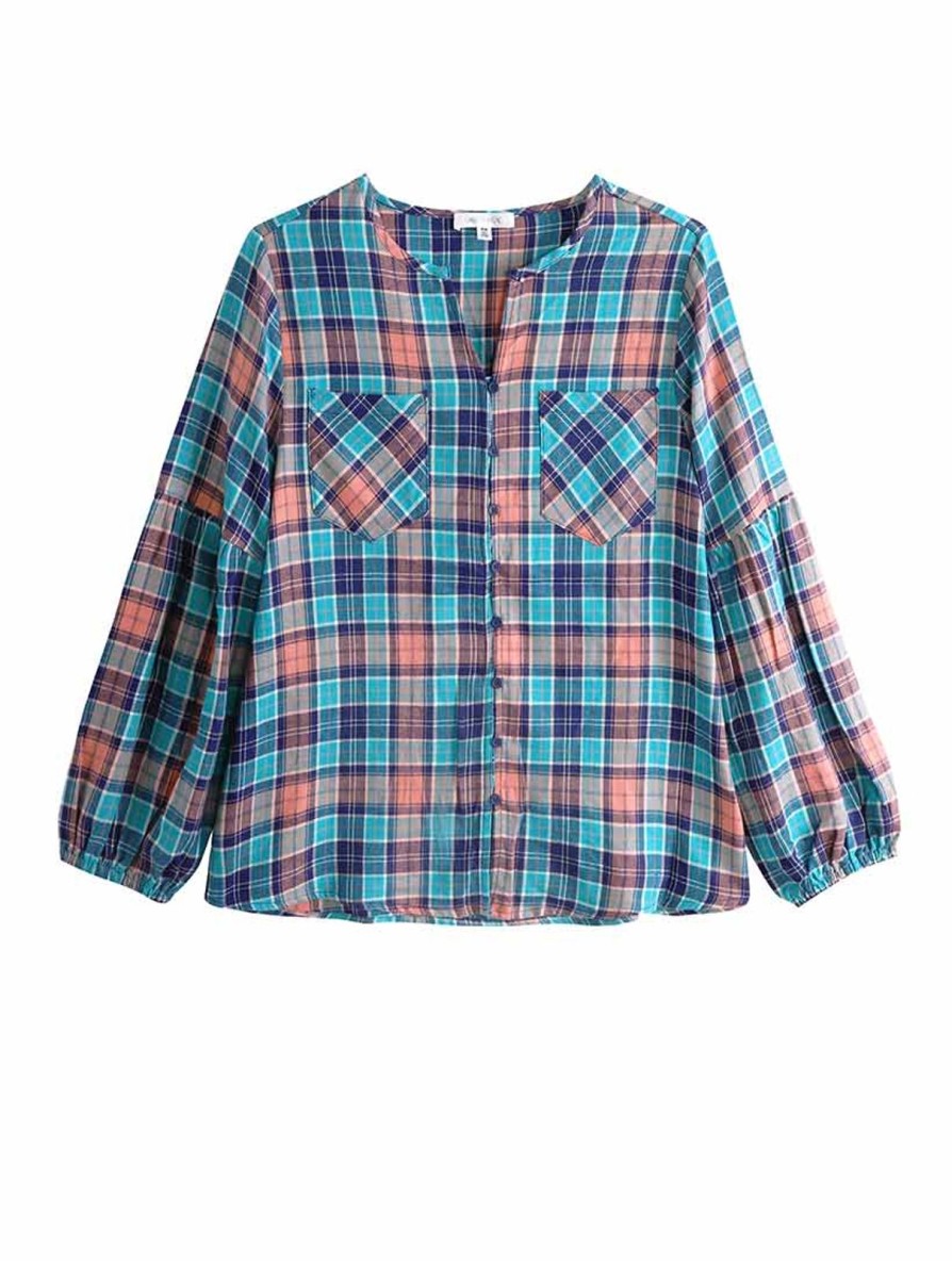 Women Daily Thread | Plaid Pocket Puff Sleeve Top