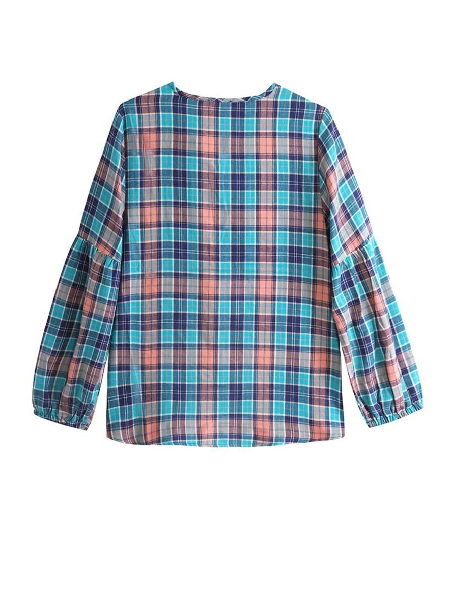 Women Daily Thread | Plaid Pocket Puff Sleeve Top