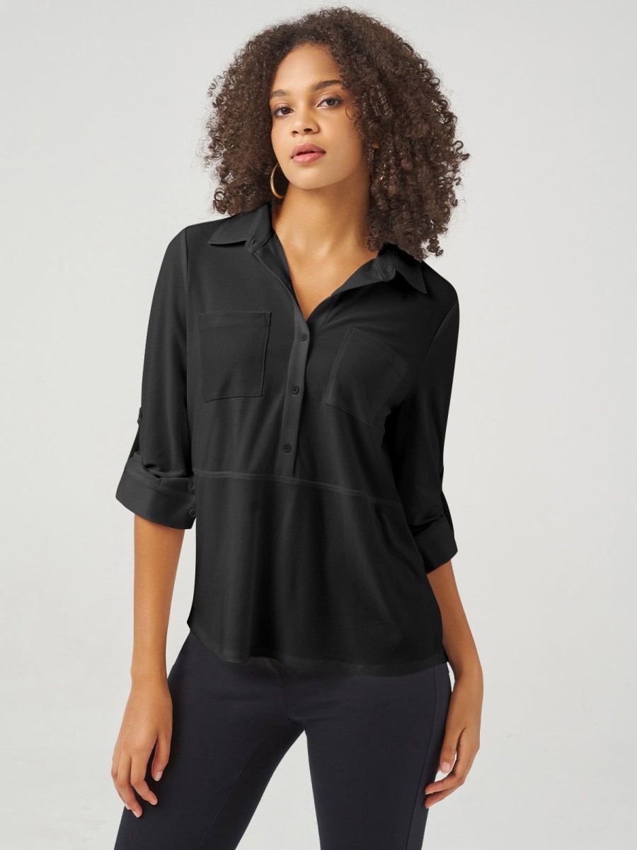 Women 89th + Madison | 3/4 Sleeve Popover Blouse