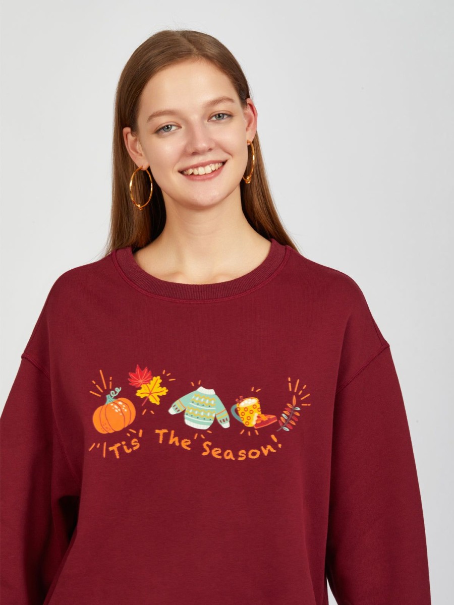 Women 89th + Madison | Tis The Season Sweatshirt Burgundy