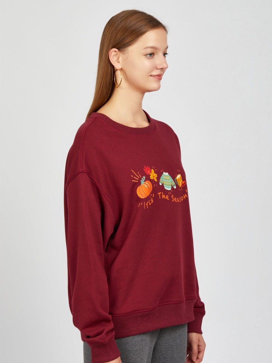 Women 89th + Madison | Tis The Season Sweatshirt Burgundy