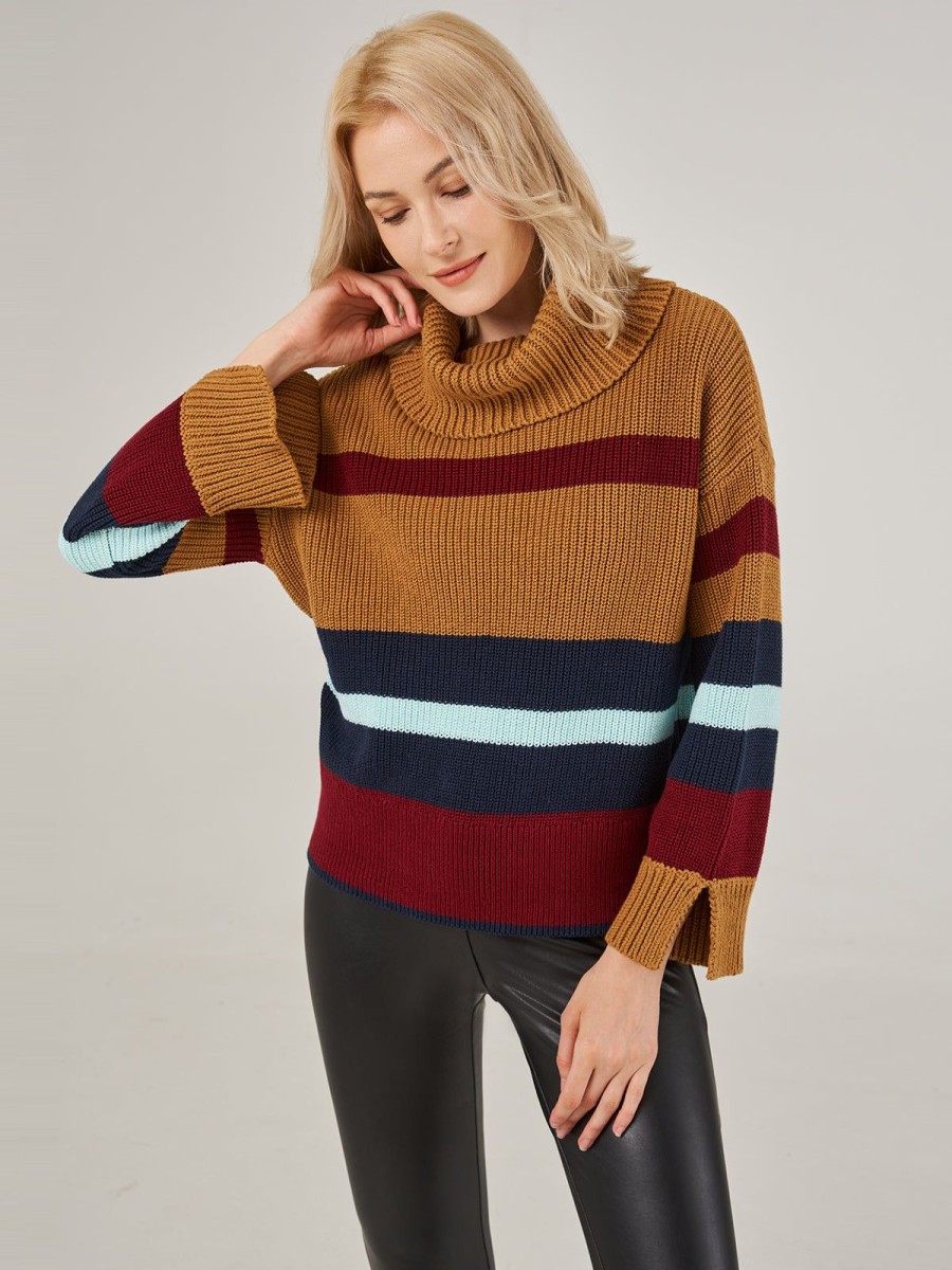 Women Adyson Parker | Colorblock Turtleneck Pullover