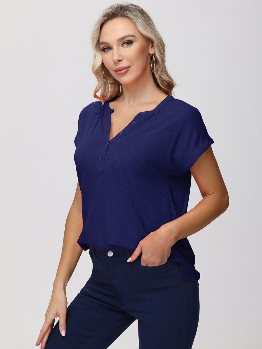 Women 89th + Madison | Y Neckline With Buttons Top