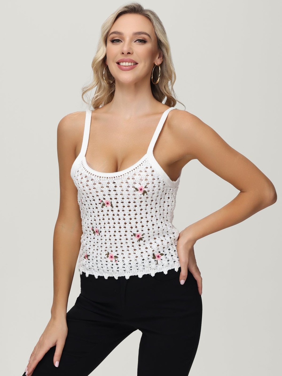 Women 89th + Madison | Floral Embroidery Camisole White