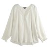 Women Frye | Split Neck Blouson Sleeve Blouse