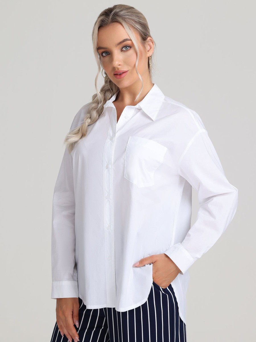 Women 89th + Madison | Classic Button Down Shirt Lucent White