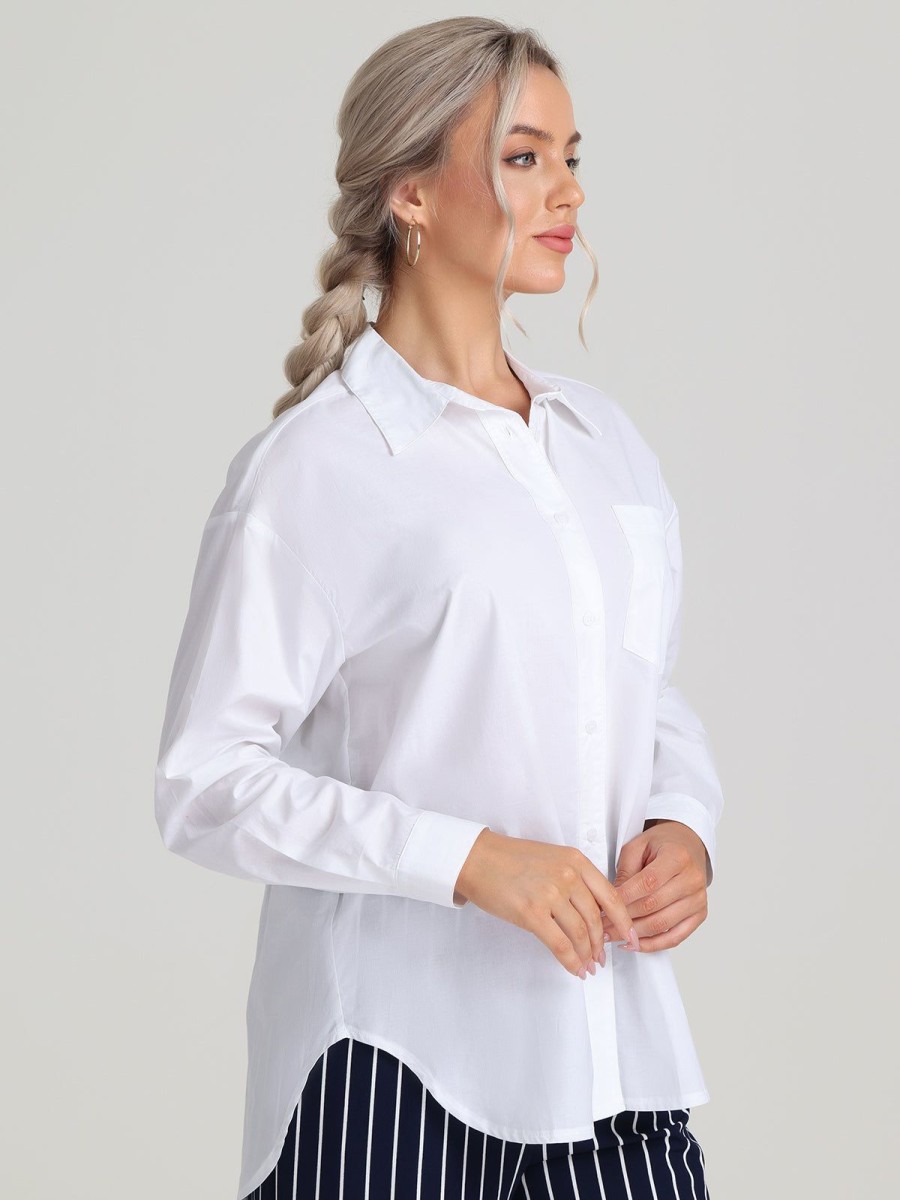 Women 89th + Madison | Classic Button Down Shirt Lucent White