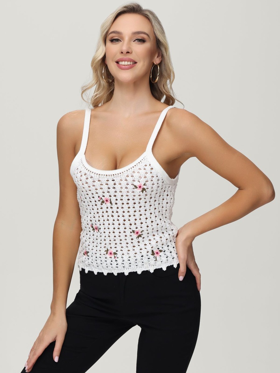 Women 89th + Madison | Floral Embroidery Camisole White